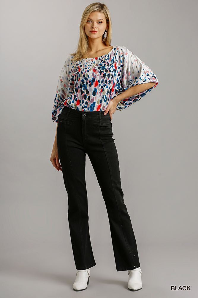 Black Straight Cut Denim Jeans - Shopping Therapy, LLC