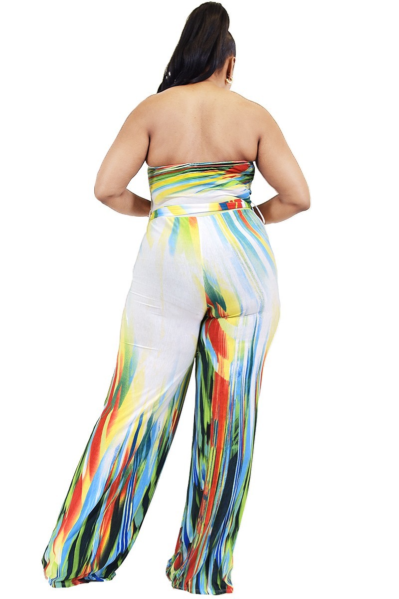 Multi-Color Off Shoulder Plus Jumpsuit - Shopping Therapy, LLC Jumpsuit