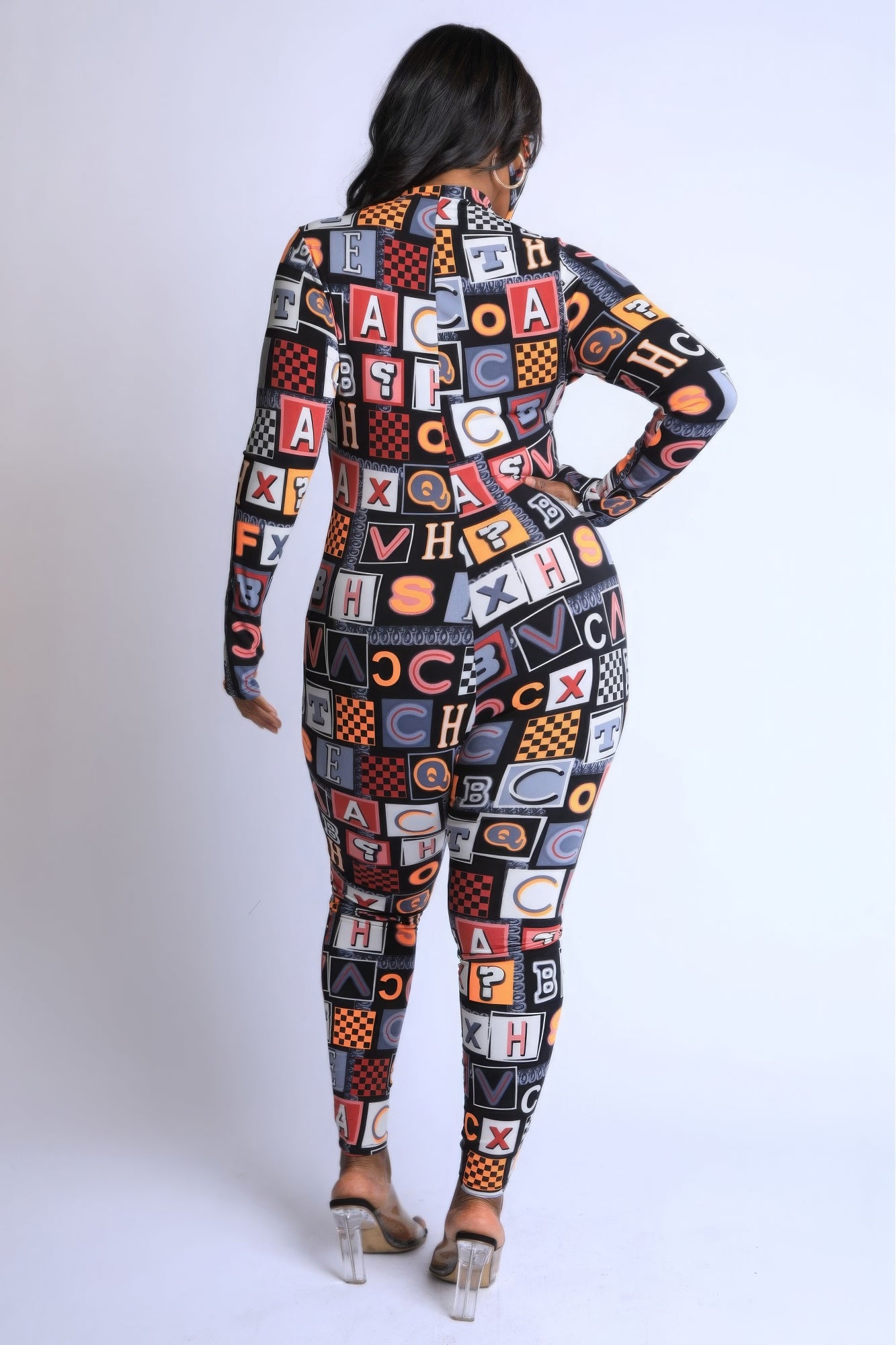 Alphabet Print Plus Size Jumpsuit - Shopping Therapy, LLC Jumpsuit