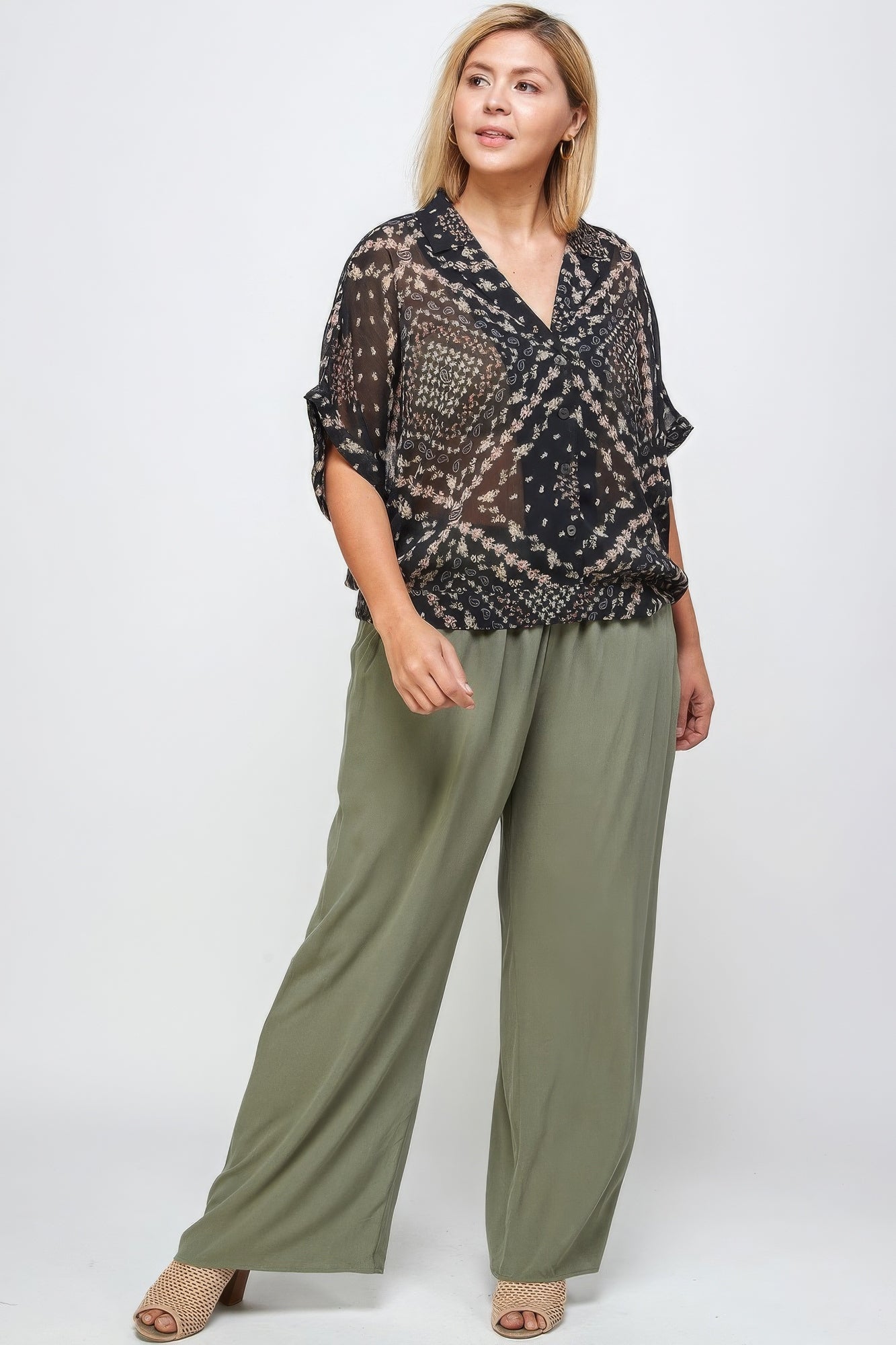 Olive Plus Size Palazzo Pants | Comfort & Style for Curves - Shopping Therapy, LLC Palazzo pants