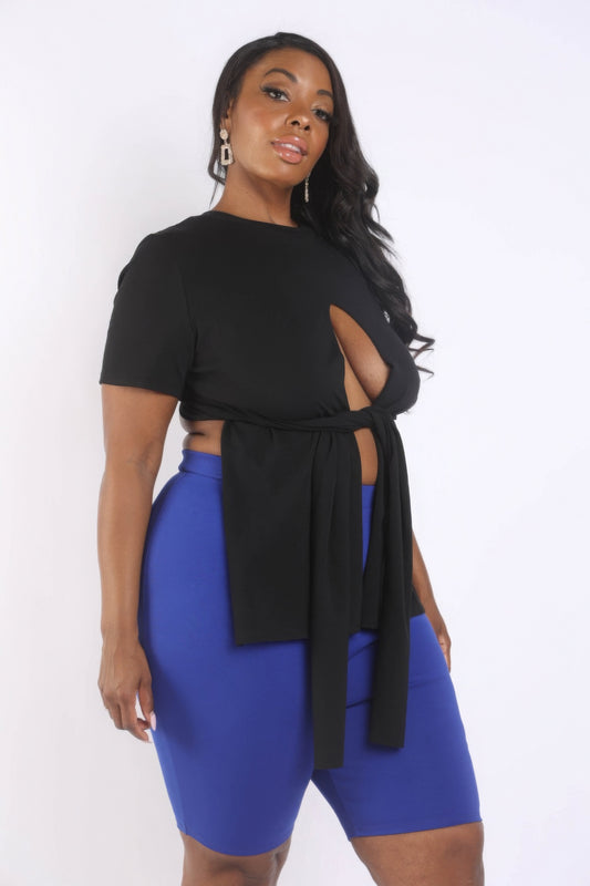 Peek-a-boo Classic Plus Size T-Shirt - Stylish & Comfortable in Black - Shopping Therapy, LLC T-Shirt