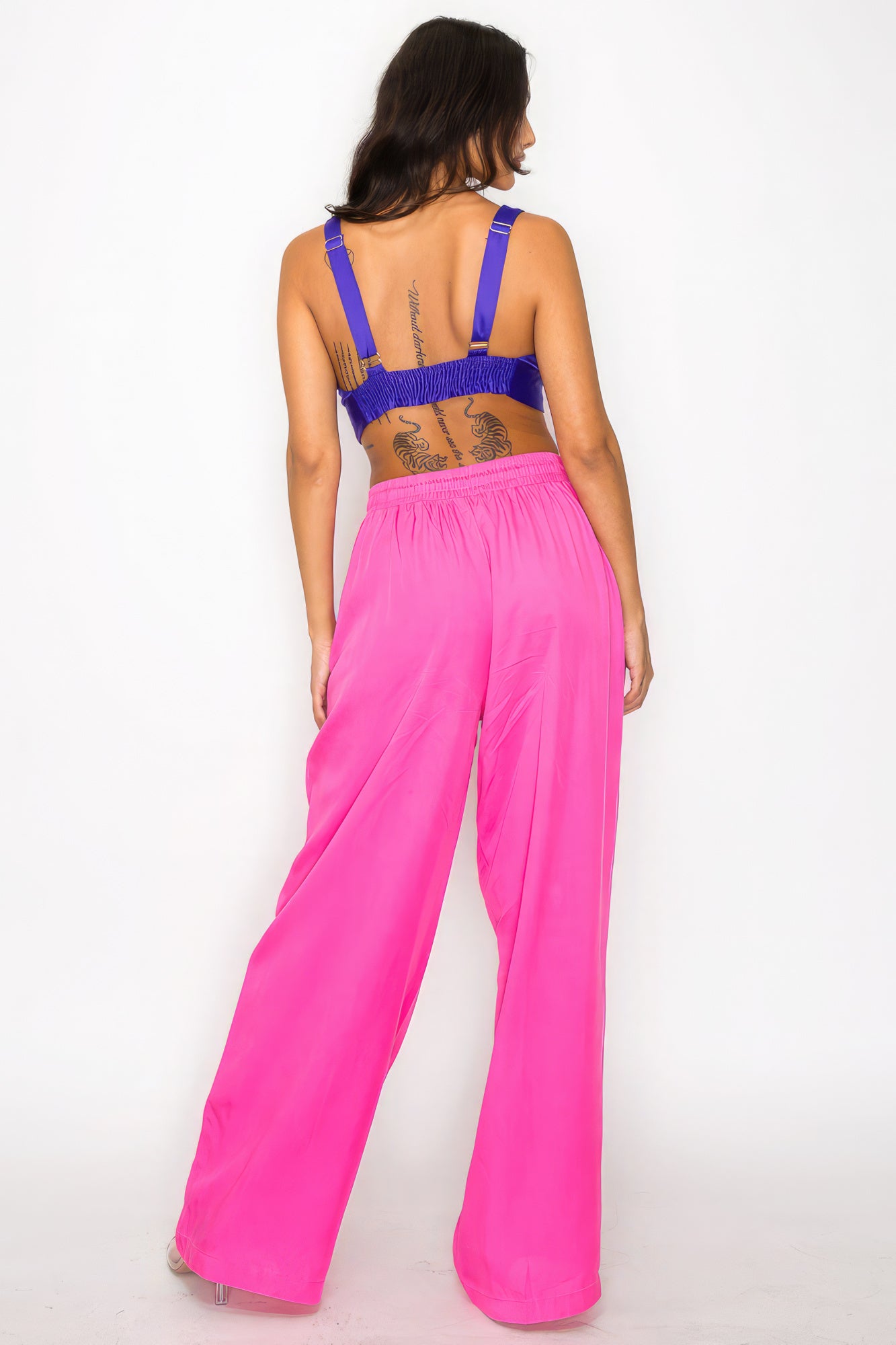 Purple V-Neck Satin Crop Top – Bold and Stylish Statement - Shopping Therapy, LLC Crop tops