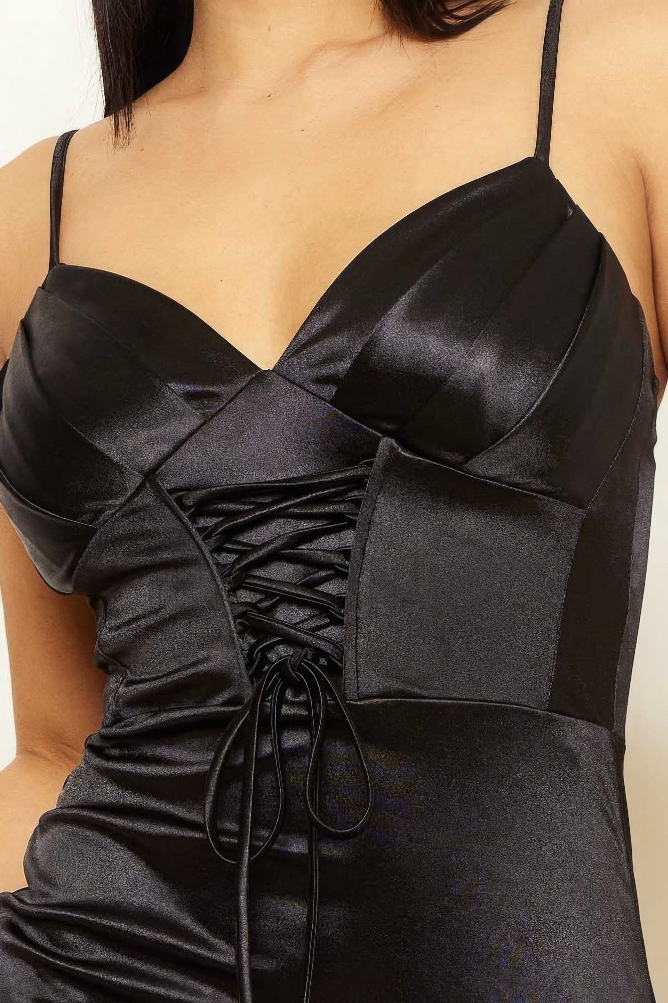 Exquisite Black Satin Corset Maxi Dress – Elegant & Versatile - Shopping Therapy, LLC Maxi Dresses