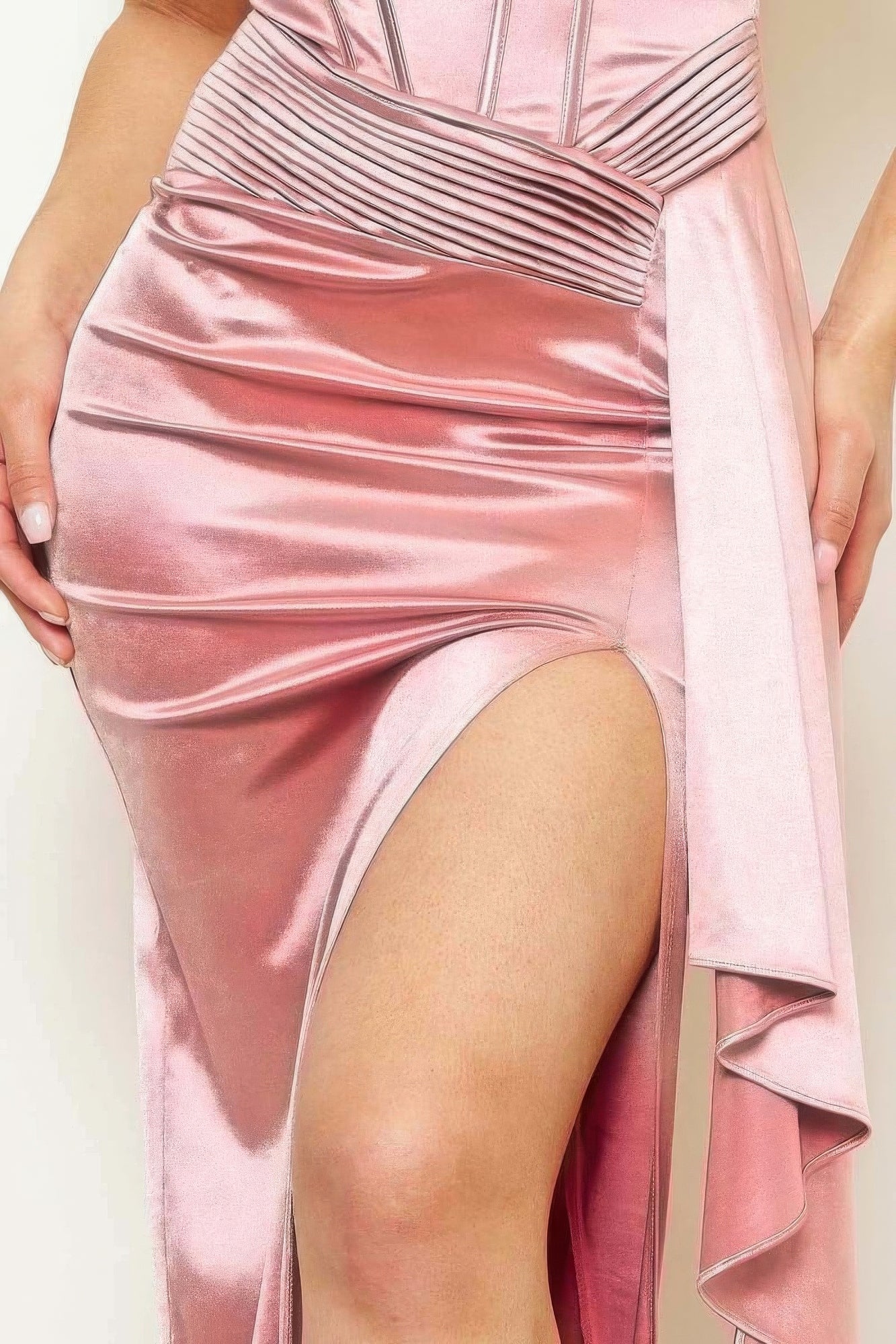 Exquisite Rose Pink Satin Maxi Dress – Elegant Evening Gown - Shopping Therapy, LLC Maxi Dresses