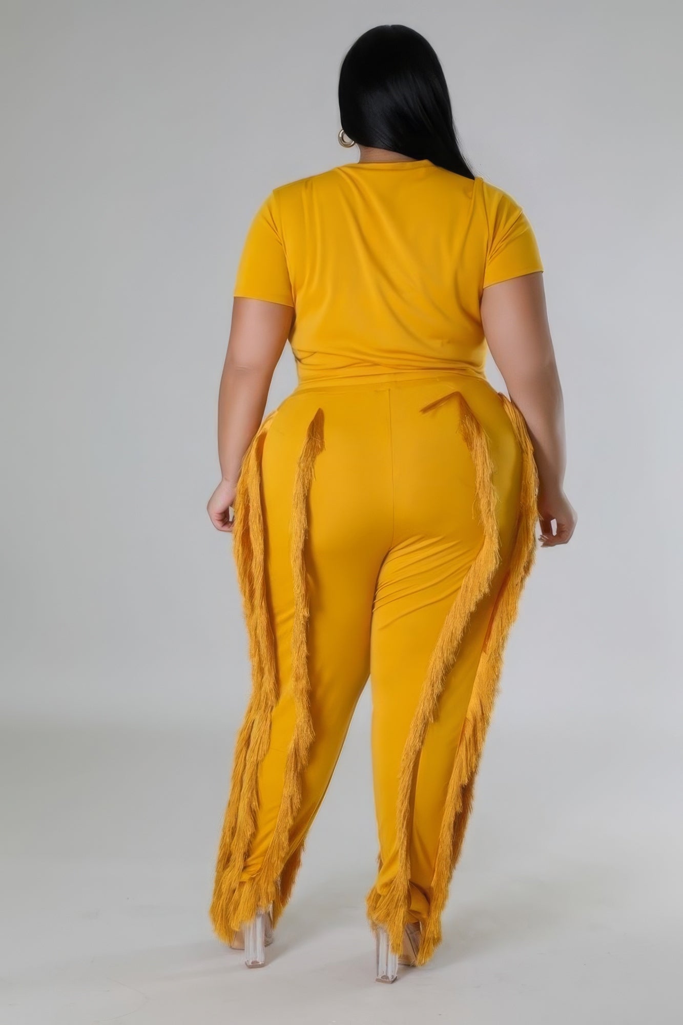 Mustard Crop Top Two Piece Plus Set - Shopping Therapy, LLC Sets