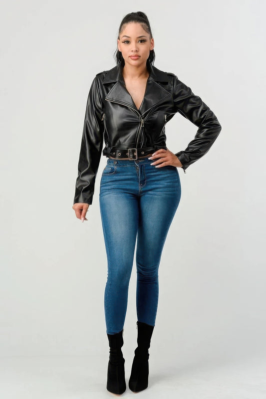 Black PU Leather Jacket in Black | Stylish & Bold Outerwear - Shopping Therapy, LLC PU outerwear