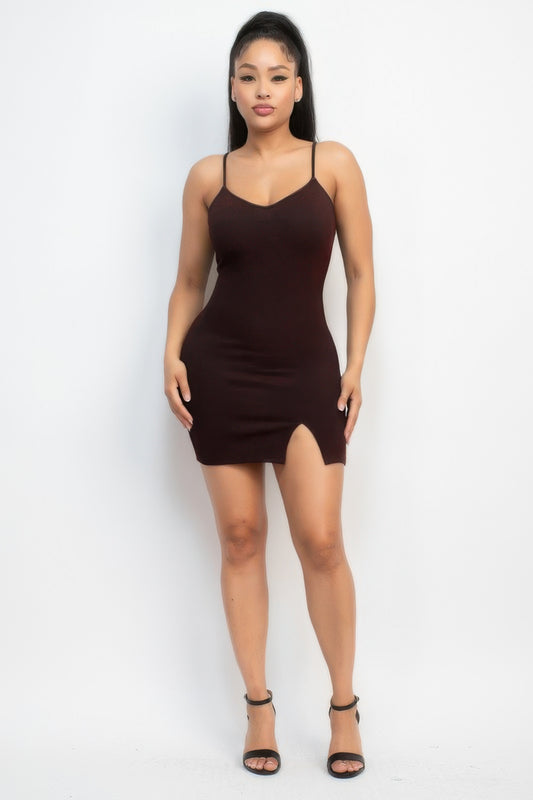Sleeveless Coffee Glittered Bodycon Dress - Shopping Therapy, LLC Dresses