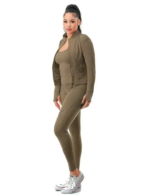 Olive Active Wear 3 Piece set - Shopping Therapy, LLC Athletic Wear