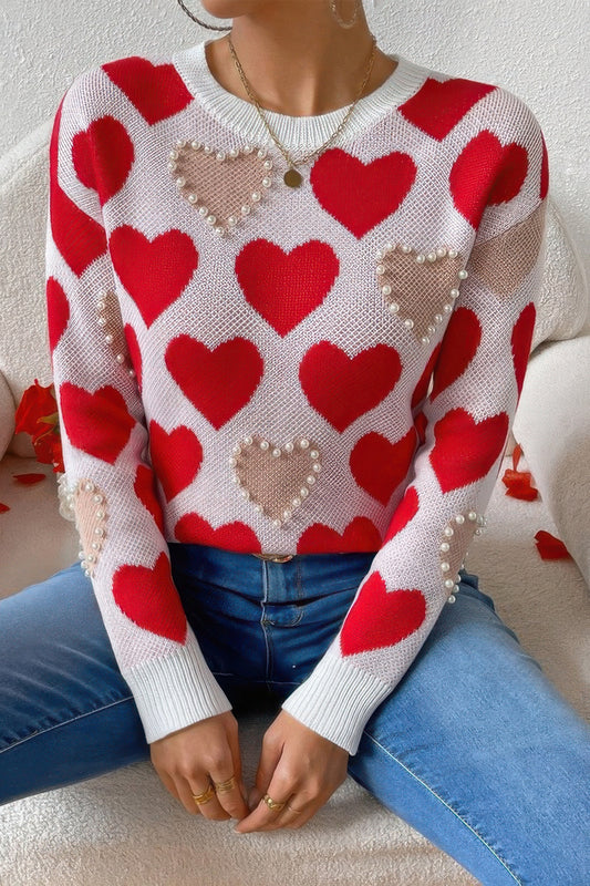 Pearl Heart Knit Sweater