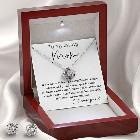 Loving Mom Love Knot Necklace And Earrings - Shopping Therapy, LLC Jewelry