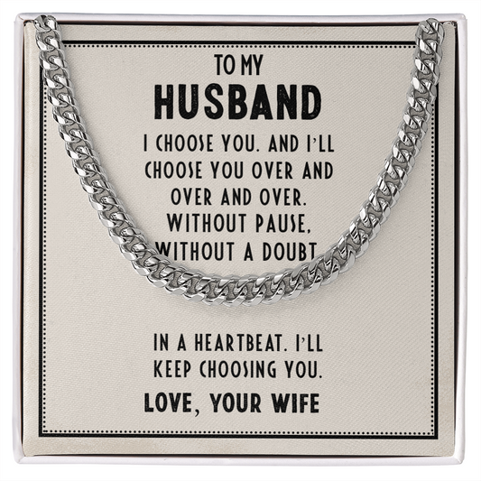 Husband’s Father's Day Cuban Link Chain – Romantic Gift from Wife - Shopping Therapy, LLC Jewelry