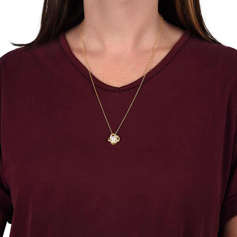 Bonus Mom Love Knot Necklace (White & Gold) - Shopping Therapy, LLC Jewelry