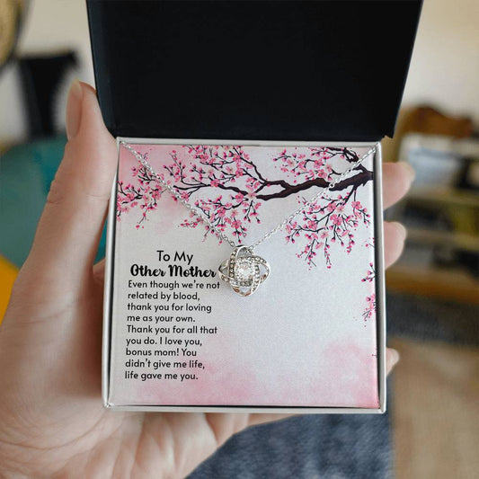 Bonus Mom Love Knot Necklace (White & Gold) - Shopping Therapy, LLC Jewelry