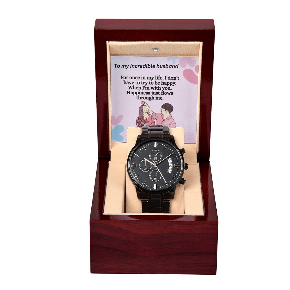 Black Chronograph Watch For Men