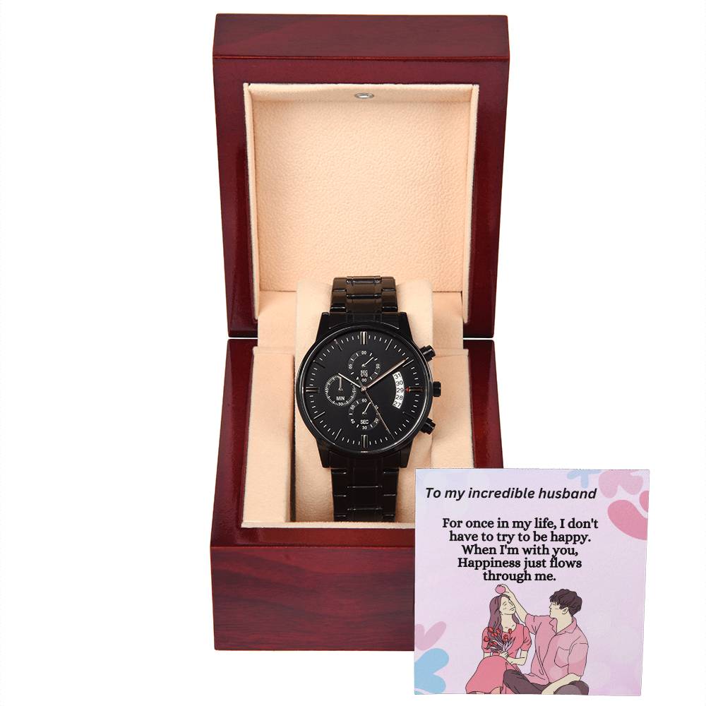 Black Chronograph Watch For Men