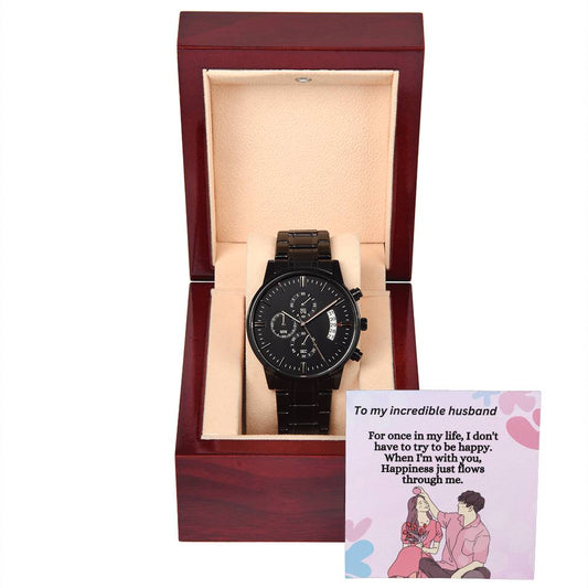 Black Chronograph Watch For Men - Shopping Therapy, LLC Men watches