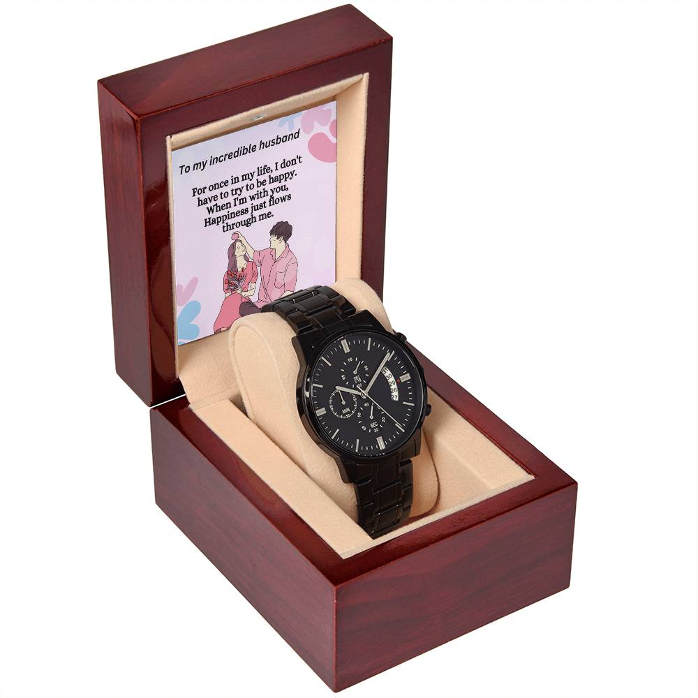 Black Chronograph Watch For Men