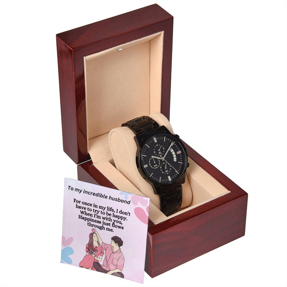 Black Chronograph Watch For Men