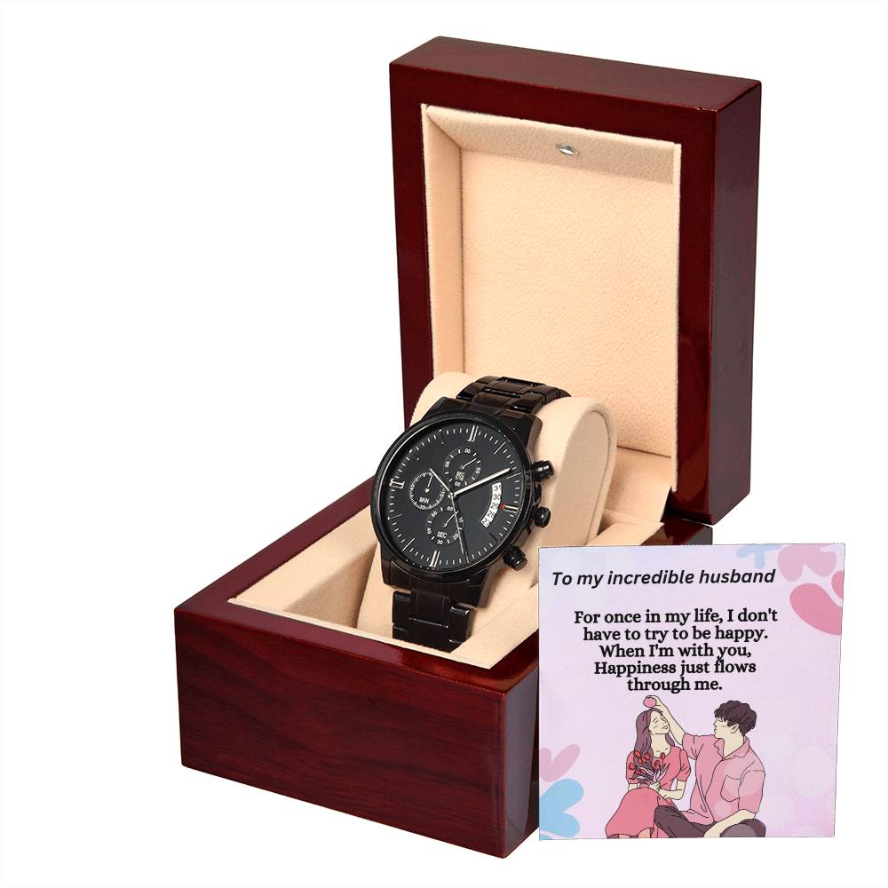 Black Chronograph Watch For Men