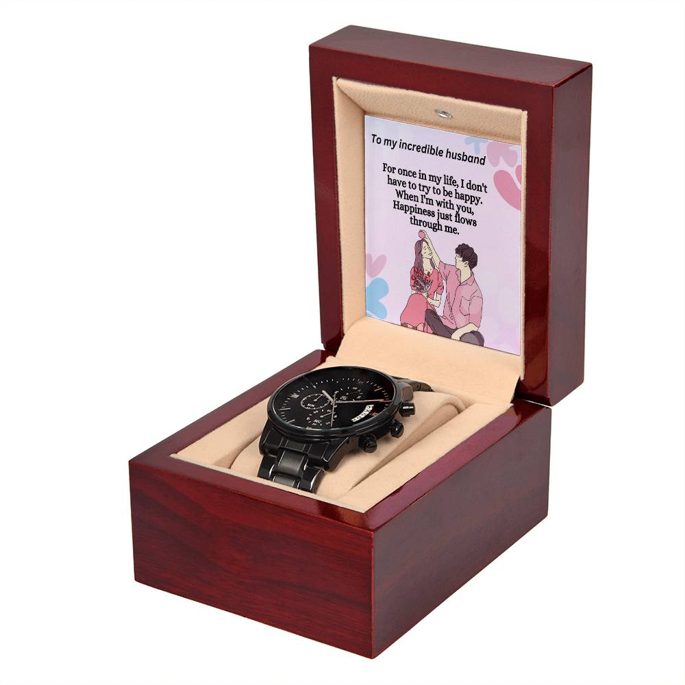 Black Chronograph Watch For Men