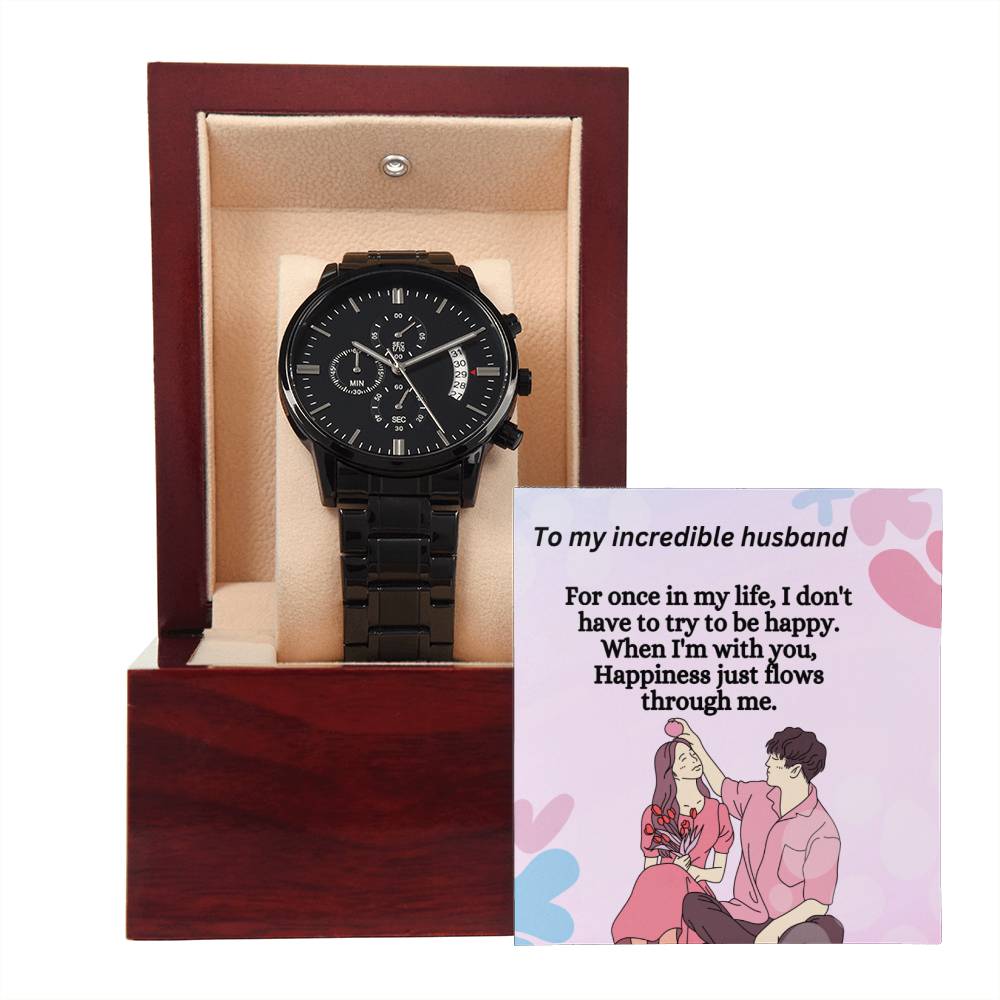 Black Chronograph Watch For Men