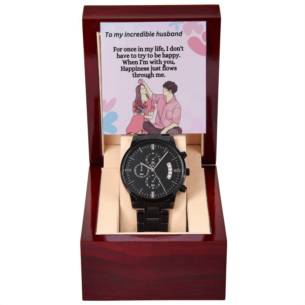 Black Chronograph Watch For Men
