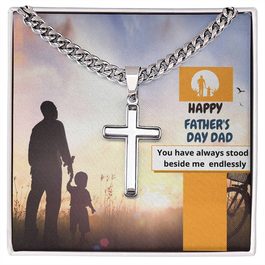 You Stood Beside Me Cuban Link Cross Chain For Men - Shopping Therapy, LLC Jewelry