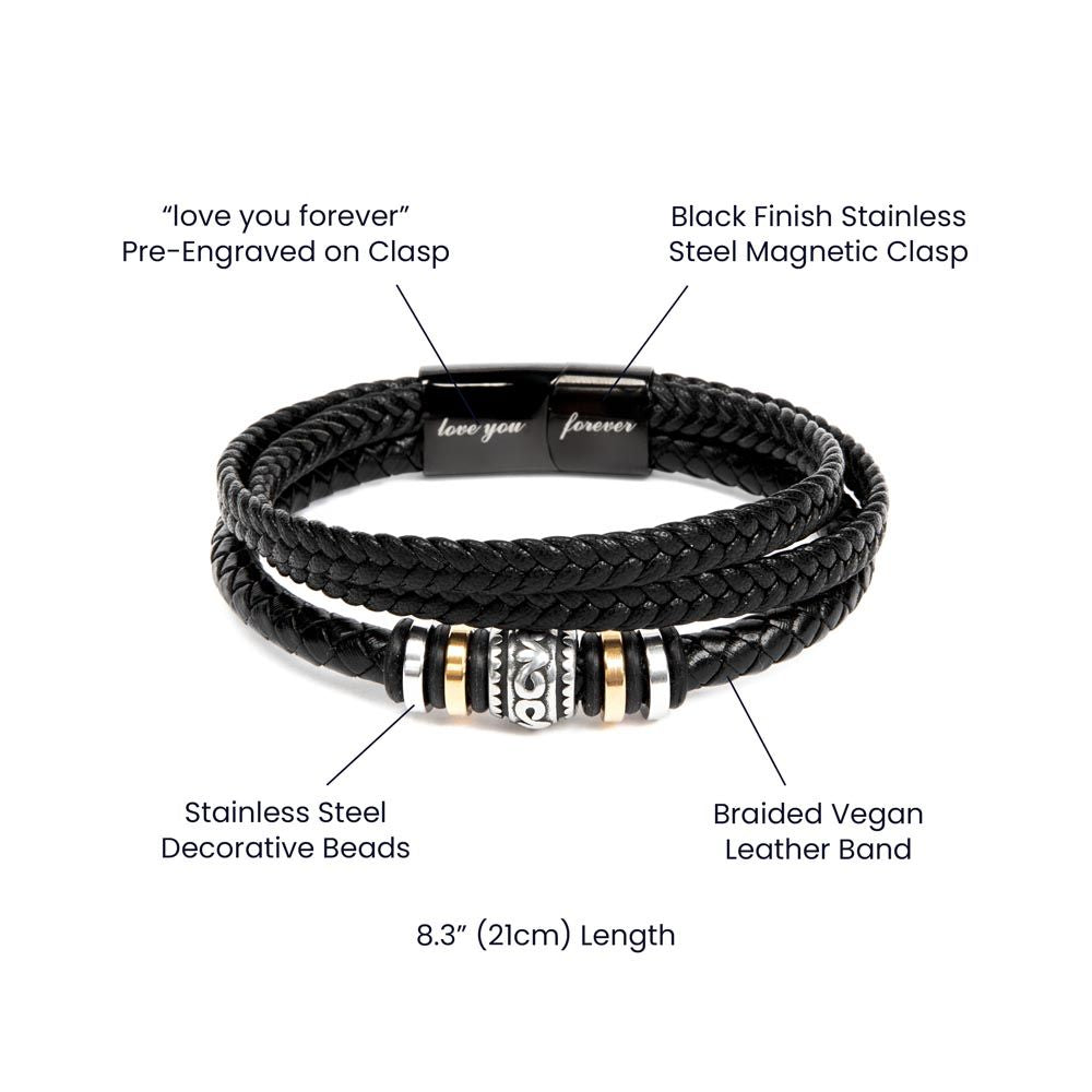 In Your Arms Vegan Leather Bracelet – Thoughtful Gift for Dad - Shopping Therapy, LLC Jewelry