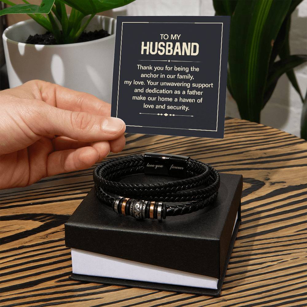 The Anchor In Our Lives-Men's Vegan Leather Cuffs - Shopping Therapy Two Tone Box Jewelry
