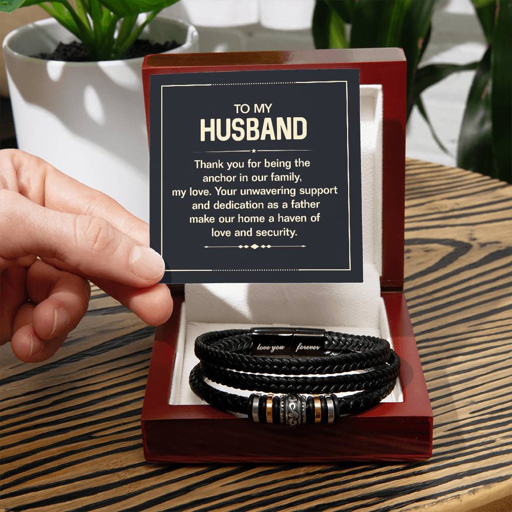 The Anchor In Our Lives-Men's Vegan Leather Cuffs - Shopping Therapy Luxury Box w/LED Jewelry
