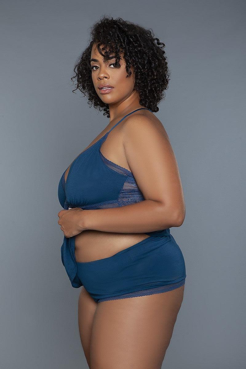 Royal Blue Wire-free Cami And Boyshort Set - Shopping Therapy 2XL Lingerie