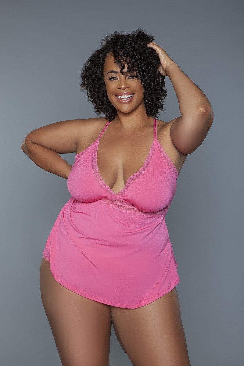 Pink Wire-free Cami And Boyshort Set - Shopping Therapy 1XL Lingerie