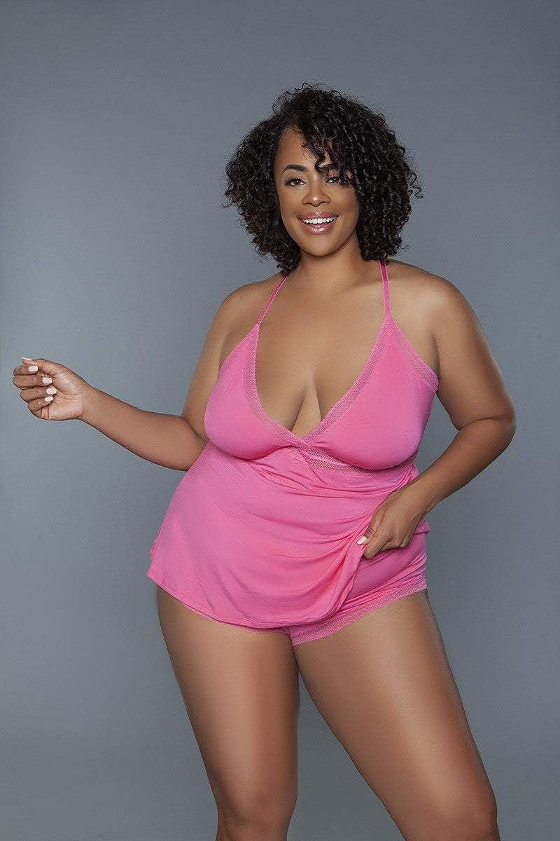 Pink Wire-free Cami And Boyshort Set - Shopping Therapy 3XL Lingerie