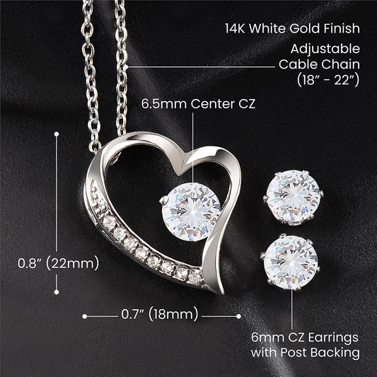 Love With All Your Heart-Forever Love Necklace And Earrings - Shopping Therapy, LLC Jewelry