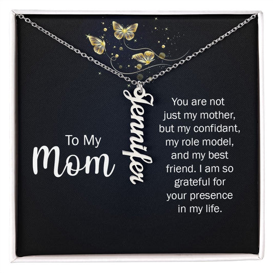 You Are Not Just My Mother Vertical Name Necklace - Shopping Therapy, LLC Jewelry