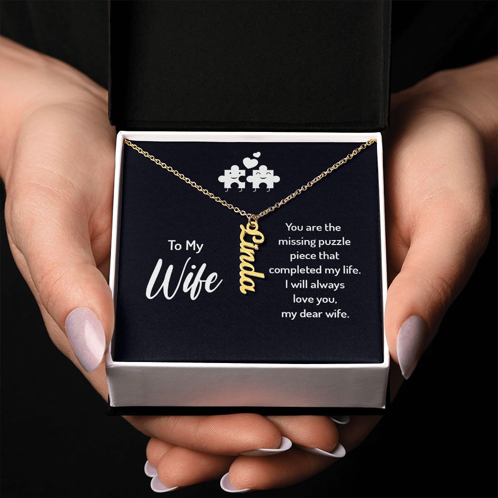 Vertical Name Sentiment Necklace - Shopping Therapy, LLC Jewelry