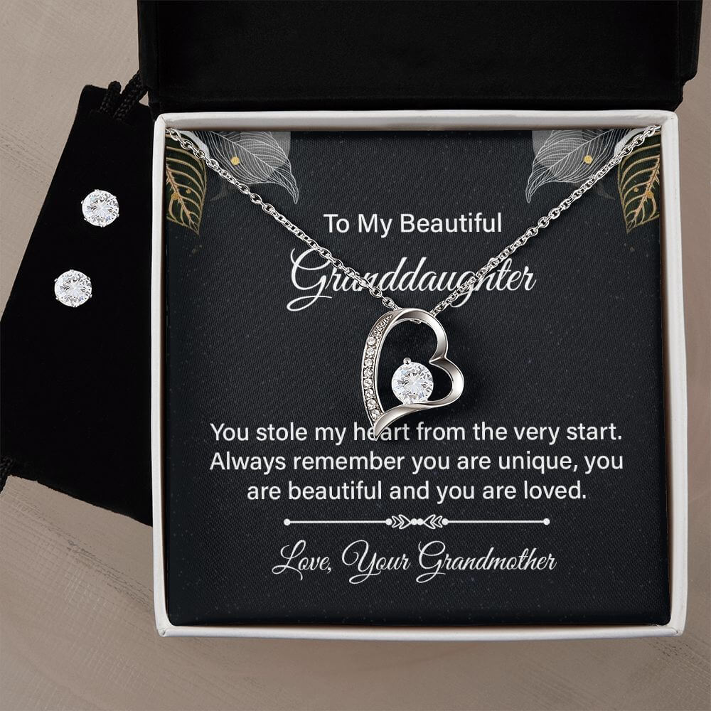 Granddaughter Earrings And Necklace Gift Set - Shopping Therapy, LLC Jewelry