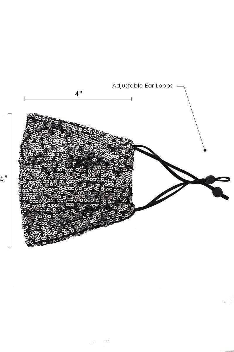 Black-Silver Reusable Sequin Facemask - Shopping Therapy Masks