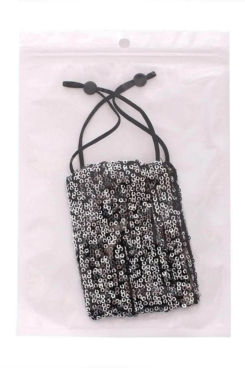 Black-Silver Reusable Sequin Facemask - Shopping Therapy, LLC Masks