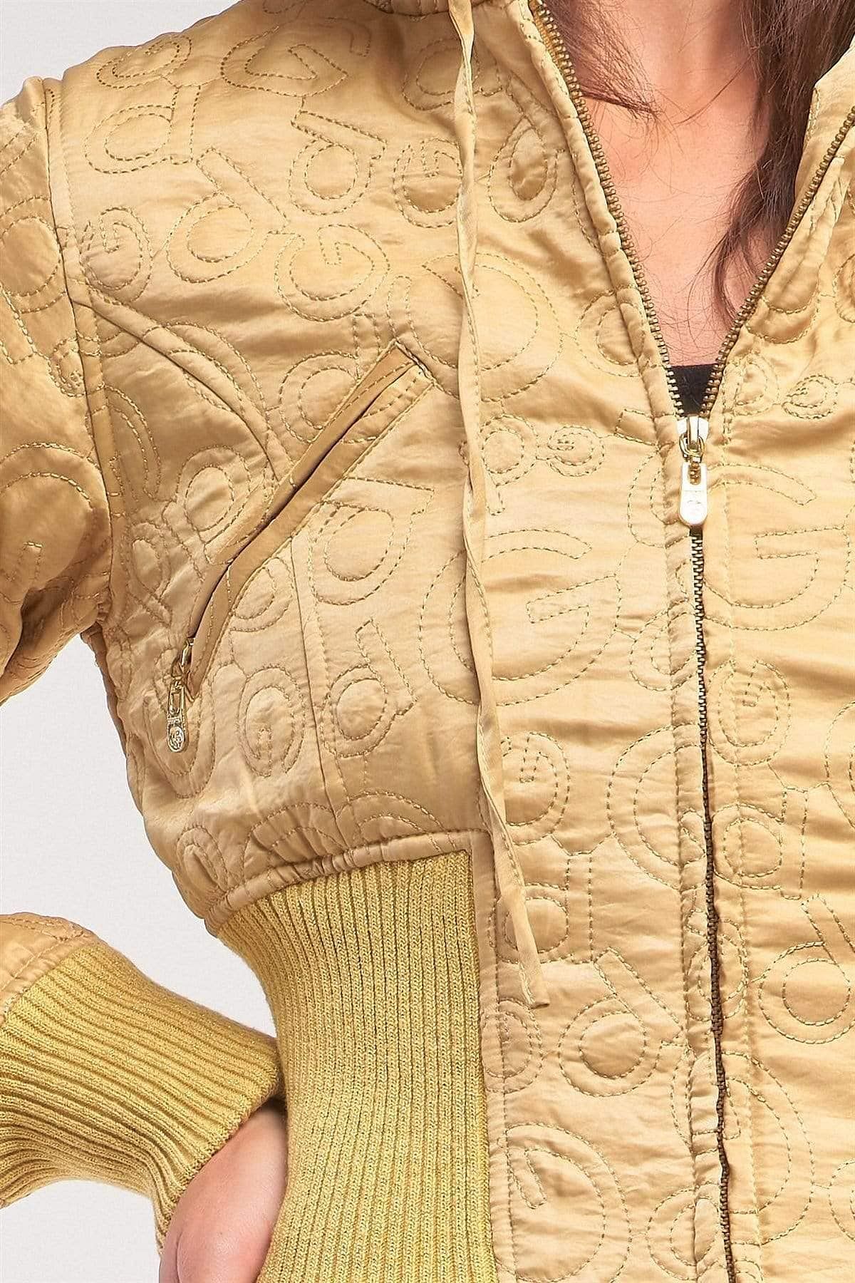 Gold Long Sleeve Faux Fur Winter Bomber Jacket - Shopping Therapy, LLC Jackets
