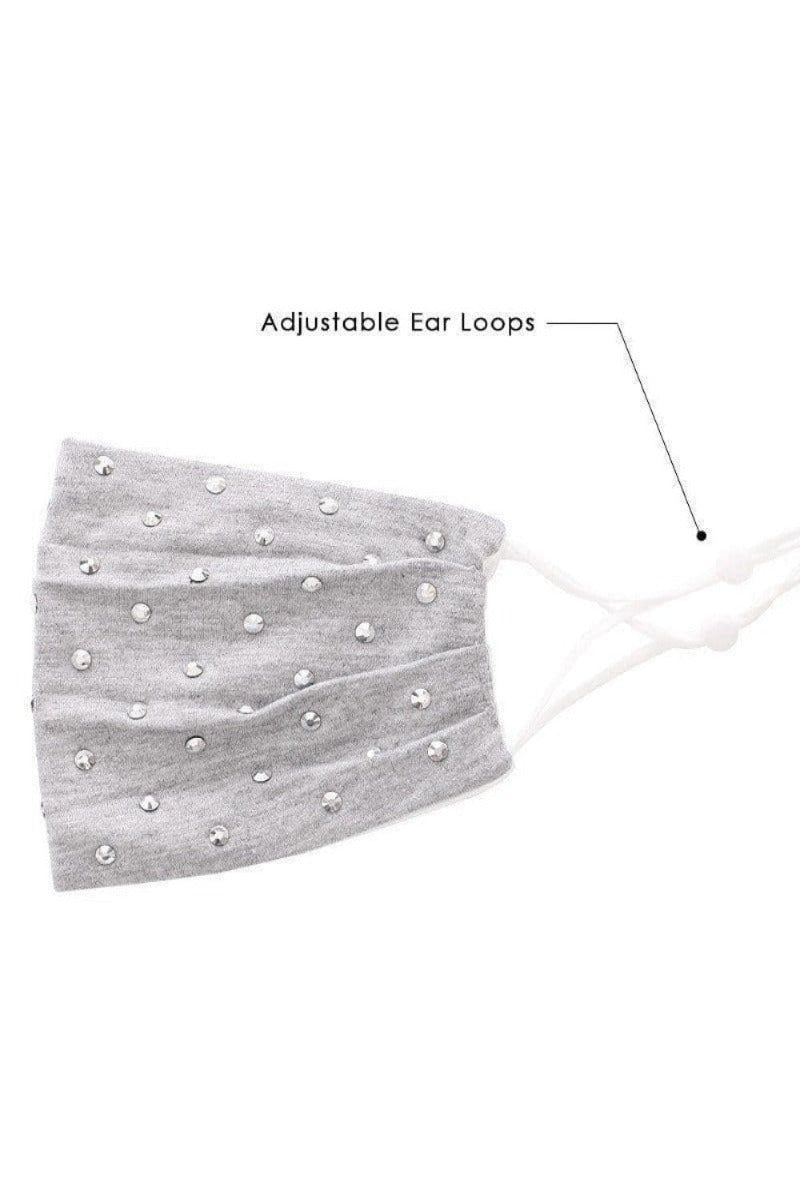 Heather Gray Rhinestone Reusable Face Mask - Shopping Therapy, LLC Masks