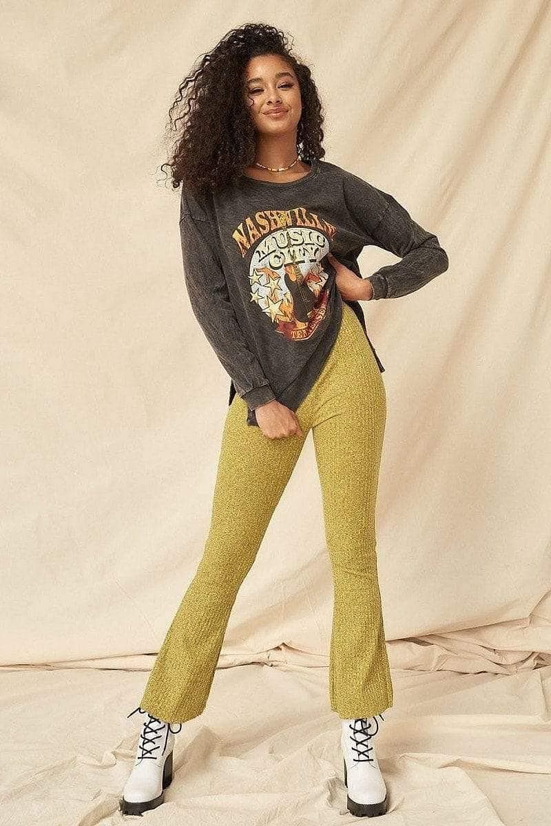Long Sleeve Graphic Sweatshirt-Nashville Music City - Shopping Therapy L Sweatshirt
