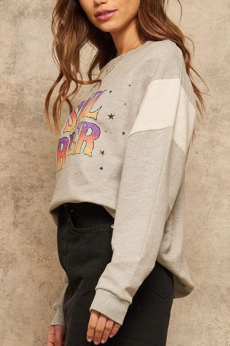 Long Sleeve Soul Rider Graphic Printed Sweatshirt - Shopping Therapy Sweatshirt