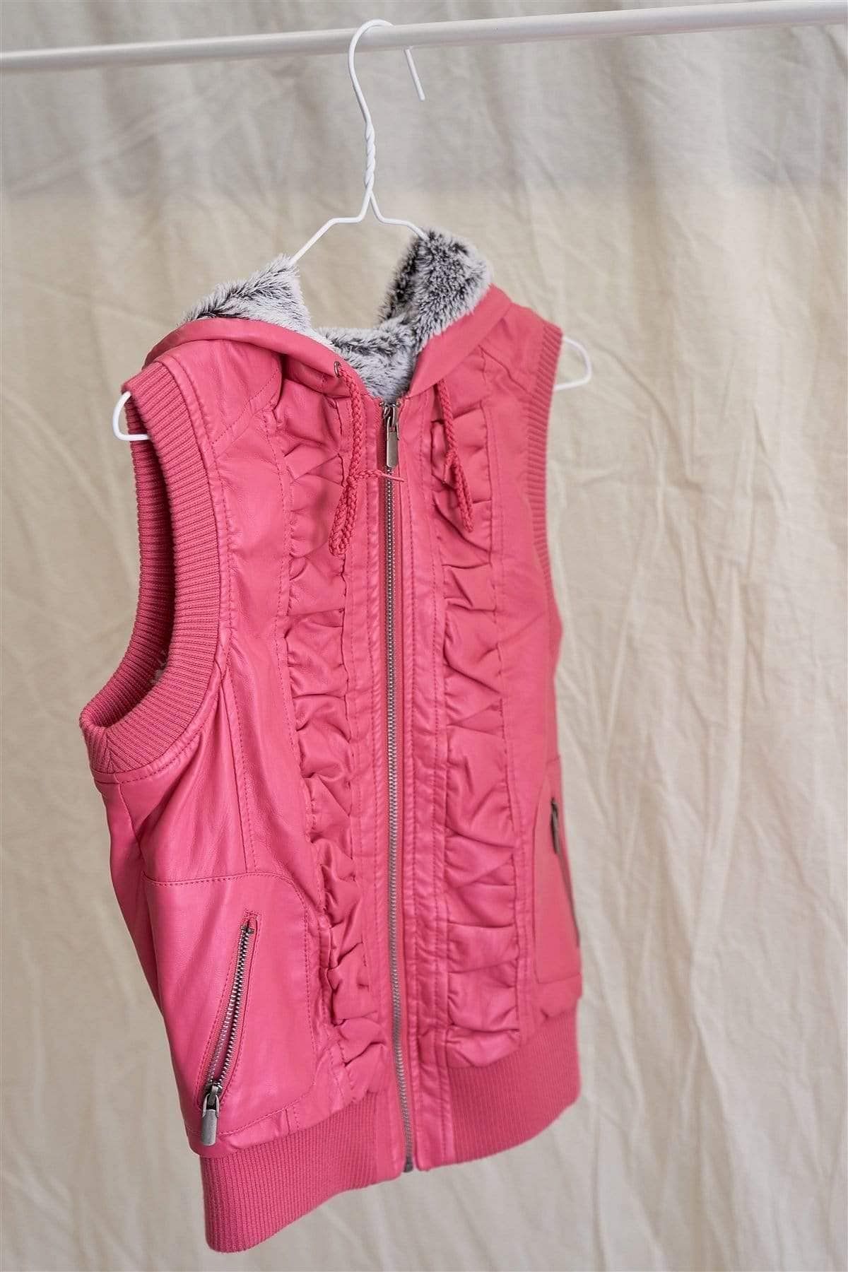 Pink Vegan Leather Shirred Vest - Shopping Therapy, LLC vest