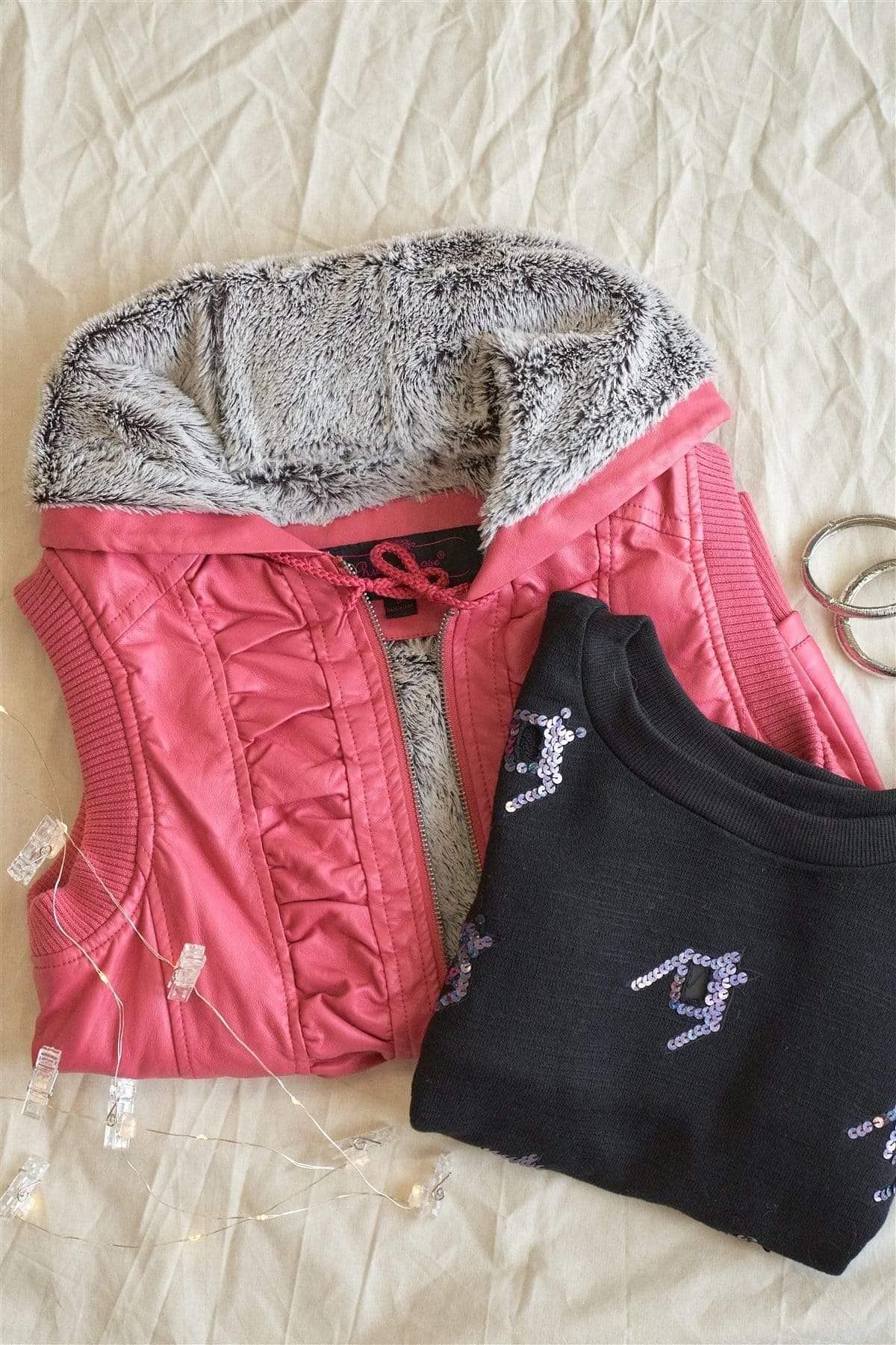 Pink Vegan Leather Shirred Vest - Shopping Therapy vest