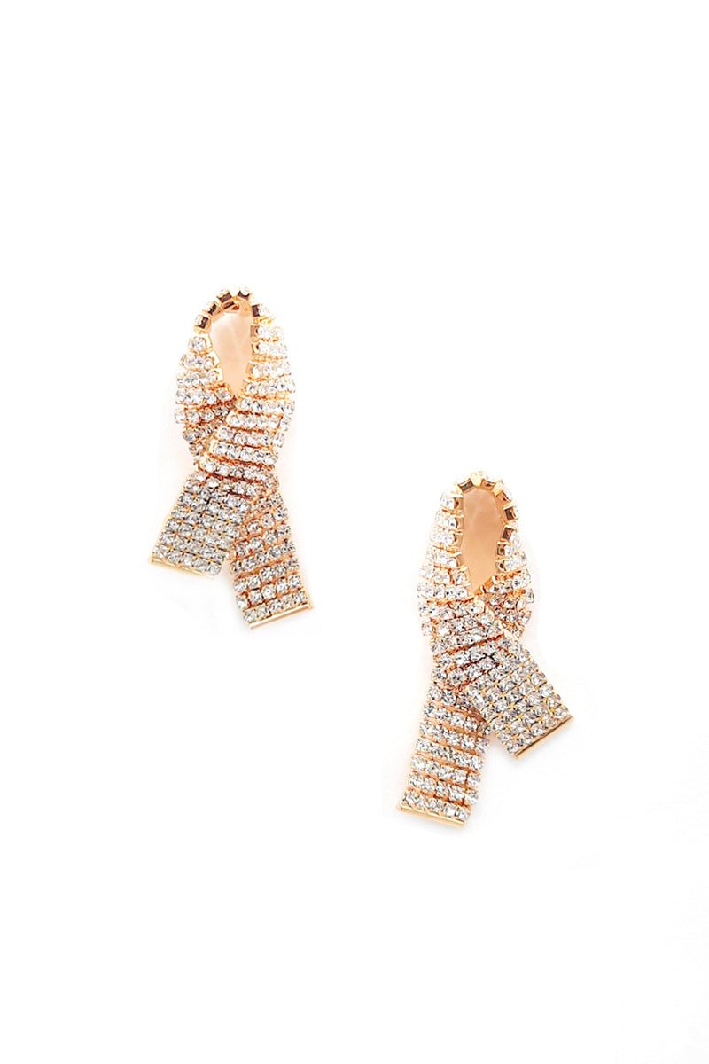 Rhinestone Bow Earrings - Shopping Therapy, LLC Dangle & Drop Earrings