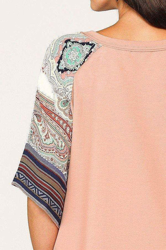 Salmon 3/4 Dolman Sleeve Mini Shift Dress - Shopping Therapy, LLC Apparel & Accessories