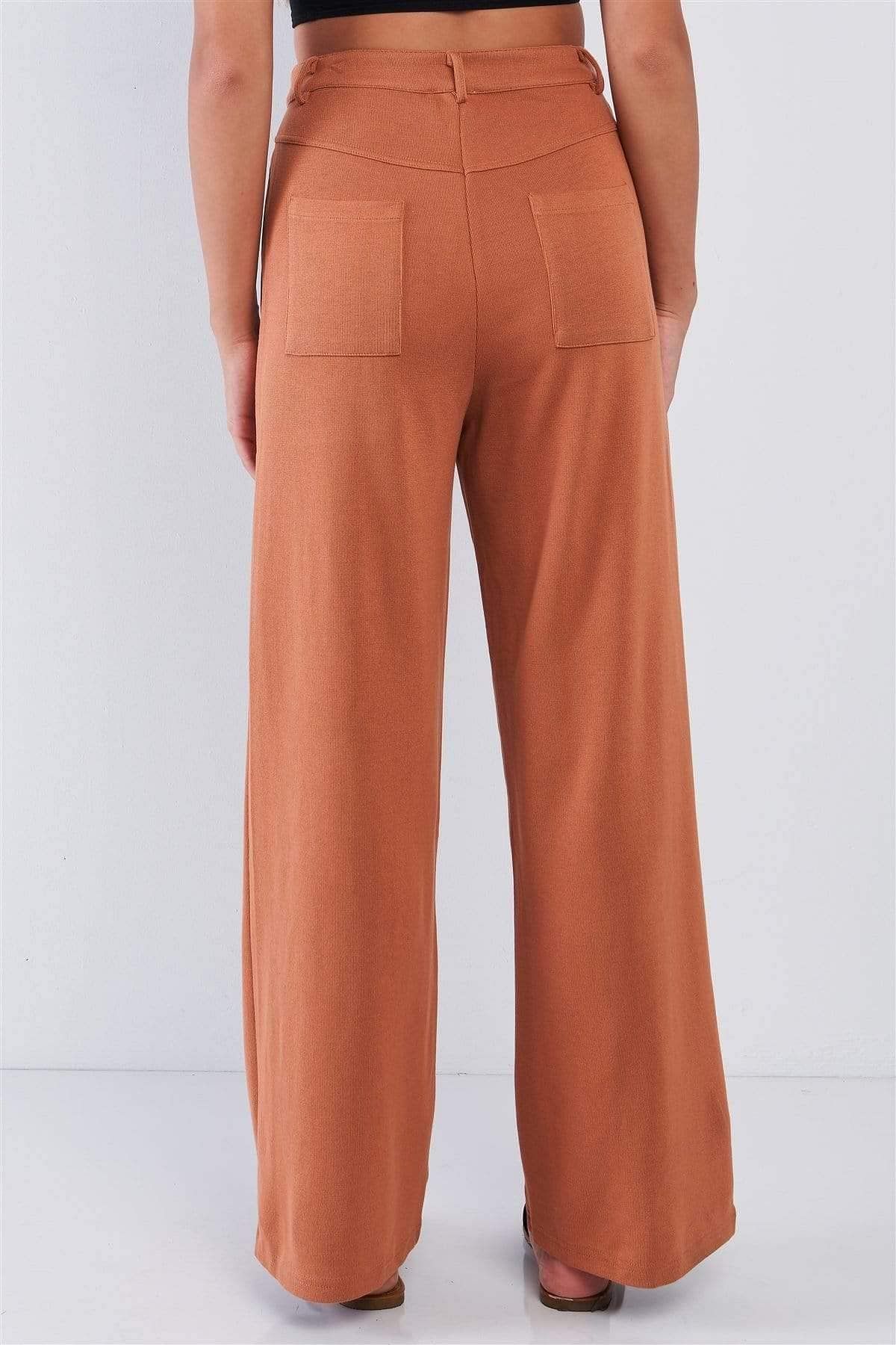 Orange High Waisted Wide Leg Pants - Shopping Therapy, LLC