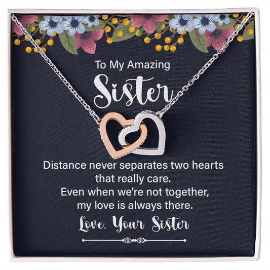 Amazing Sister-Interlocking Hearts Necklace - Shopping Therapy, LLC Jewelry