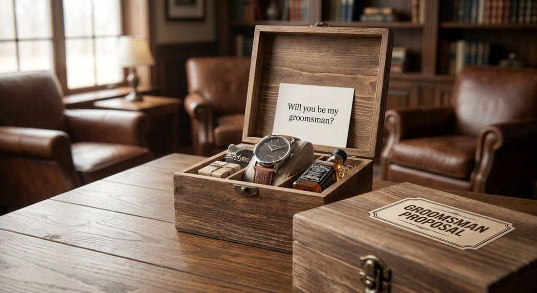 Custom watches for groomsmen proposal boxes